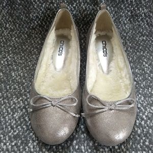 Silver Fur Lined Flats